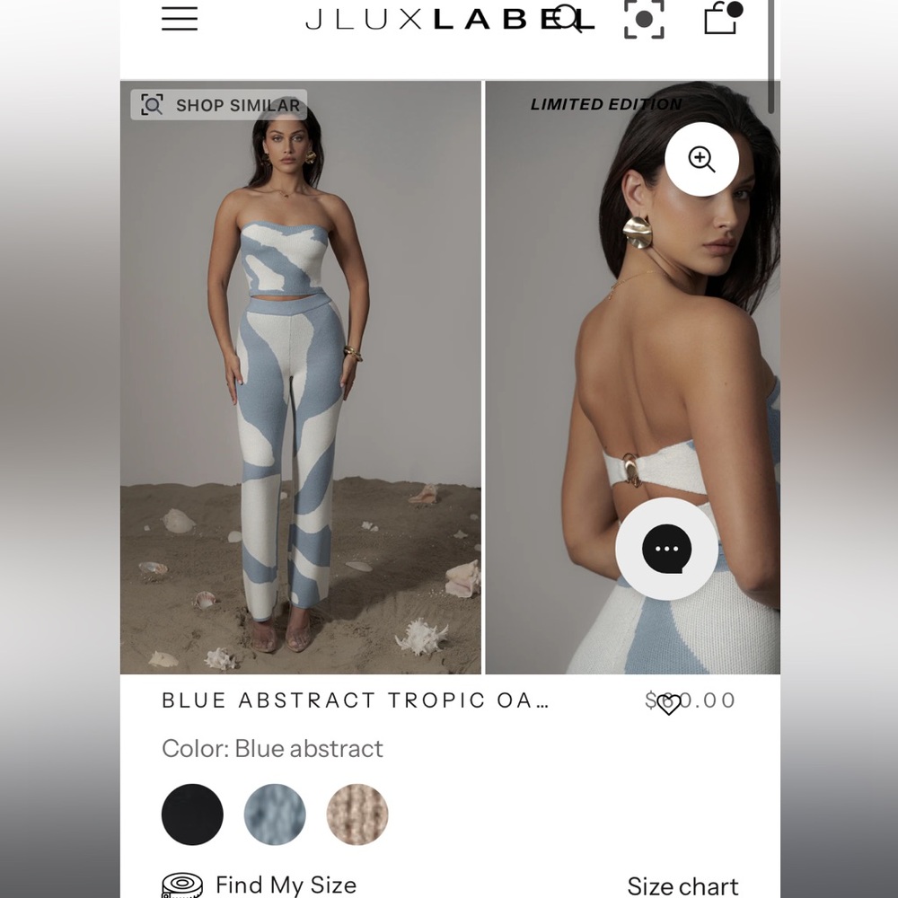 JLUXLABEL SOLD OUT SET Blue Abstract tropic oasis Women's pants tube top set